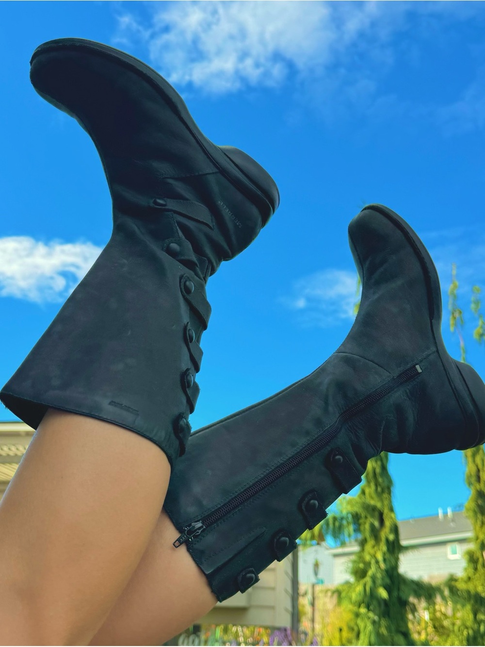 Black leather boots